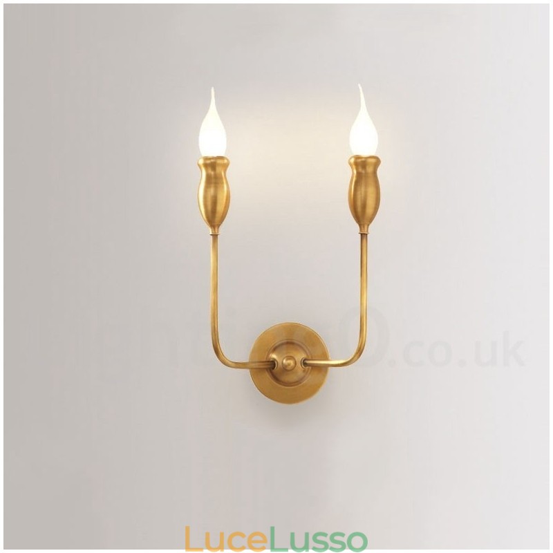 Applique da parete in ottone puro, lussuosa, rustica, retrò, vintage, a 2 luci, speciale per hotel, ufficio, showroom, soggiorno, sala da pranzo