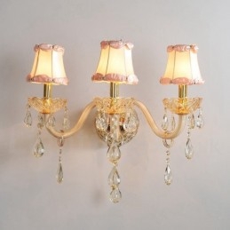 Applique da parete in vetro retrò con candela in cristallo K9 color oro chiaro a 3 luci