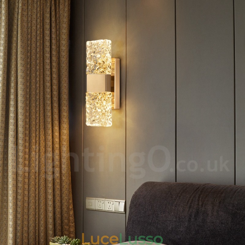Moderna lampada da parete a filo in cristallo per comodino, veranda, corridoio, soggiorno, camera da letto, studio