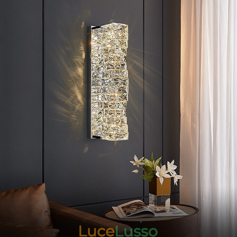 Moderna lampada da parete in cristallo K9 per comodino, veranda, corridoio, soggiorno, camera da letto, studio