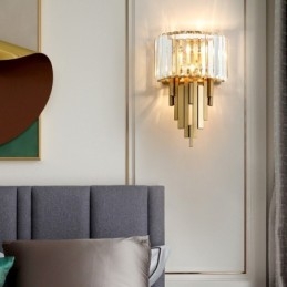 Applique da parete in cristallo di lusso postmoderno, parete di sfondo per TV, soggiorno, camera da letto, comodino