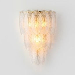 Applique da parete in cristallo con piume francesi nordiche Illuminazione postmoderna di lusso Soggiorno Sfondo Parete Corridoio come lampada da parete a pannello per hotel