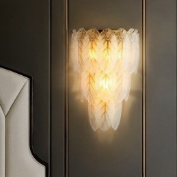 Applique da parete in cristallo con piume francesi nordiche Illuminazione postmoderna di lusso Soggiorno Sfondo Parete Corridoio come lampada da parete a pannello per hotel