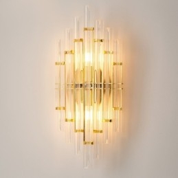 Lampada da parete di cristallo di lusso per hotel Lampada da parete postmoderna Personalità Soggiorno Corridoio Ingresso Sfondo Lampada da parete Camera da letto Comodino Applique decorative