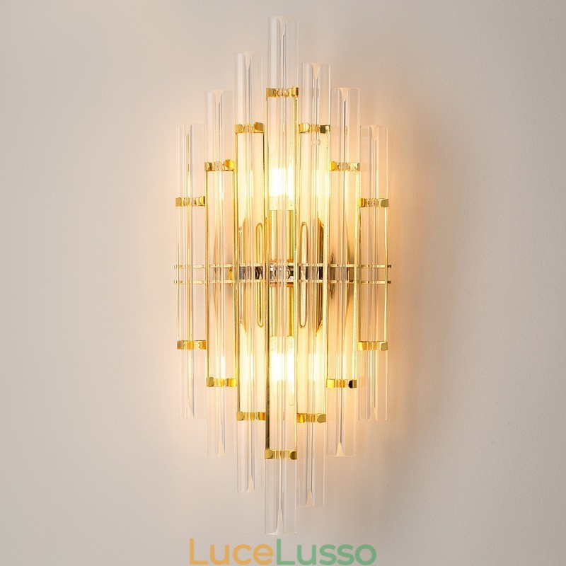 Lampada da parete di cristallo di lusso per hotel Lampada da parete postmoderna Personalità Soggiorno Corridoio Ingresso Sfondo Lampada da parete Camera da letto Comodino Applique decorative