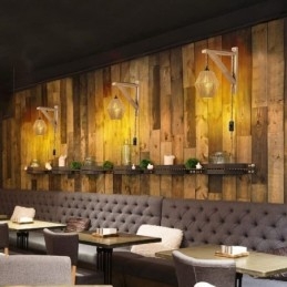 Applique da parete in corda di carta, lampada da parete retrò pastorale americana con spina