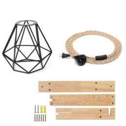 Applique da parete retrò americana 2,5 m corda di canapa filo appeso paralume in ferro verniciato nero