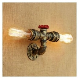 Applique da parete industriale vintage retrò con tubo dell'acqua
