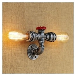 Applique da parete industriale vintage retrò con tubo dell'acqua