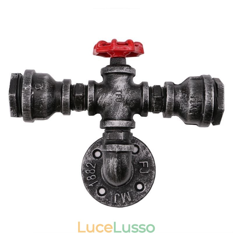 Applique da parete industriale vintage retrò con tubo dell'acqua