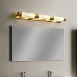 Lampada da parete in ottone, cilindro in acrilico, luce frontale a specchio