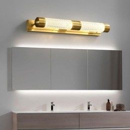 Lampada da parete in ottone, cilindro in acrilico, luce frontale a specchio