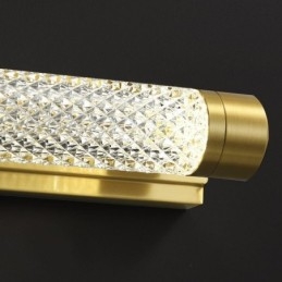 Lampada da parete in ottone, cilindro in acrilico, luce frontale a specchio
