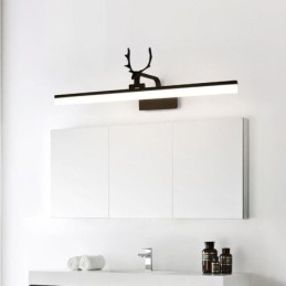 Lampada da parete in acrilico con specchio frontale in corna di cervo, lampada da trucco per il bagno