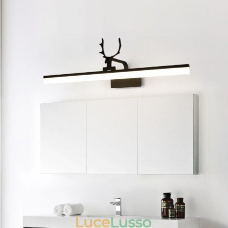 Lampada da parete in acrilico con specchio frontale in corna di cervo, lampada da trucco per il bagno Lampada da parete in acrilico con specchio frontale in corna di cervo, lampada da trucco per il bagno