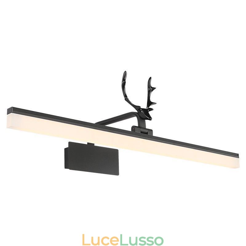 Lampada da parete in acrilico con specchio frontale in corna di cervo, lampada da trucco per il bagno