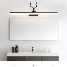 Lampada da parete in acrilico con specchio frontale in corna di cervo, lampada da trucco per il bagno