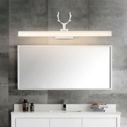 Lampada da parete in acrilico con specchio frontale in corna di cervo, lampada da trucco per il bagno