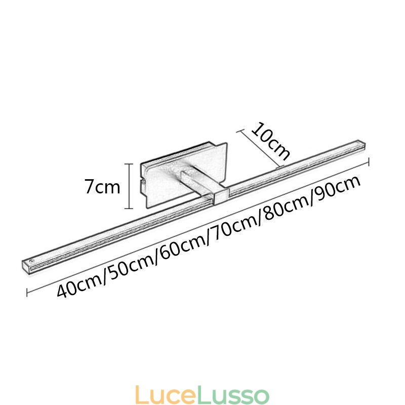 Lampada da parete contemporanea con specchio frontale, illuminazione acrilica per bagno