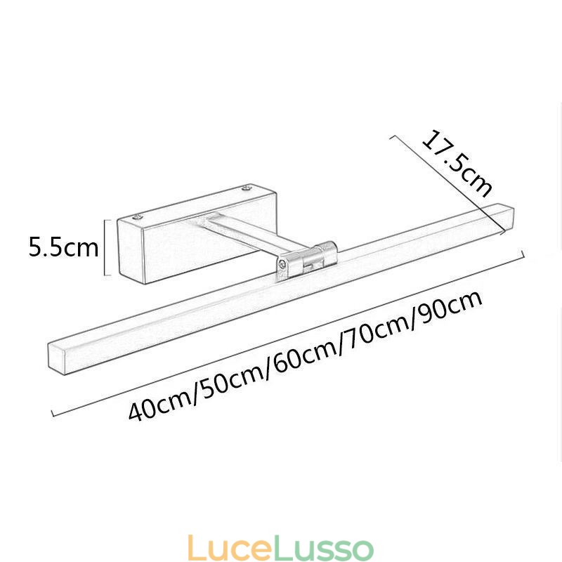 Lampada da parete con luce frontale a specchio in stile nordico, angolo regolabile, per il bagno