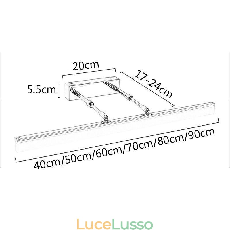 Lampada da parete estensibile in acrilico con specchio frontale, per corridoio del bagno