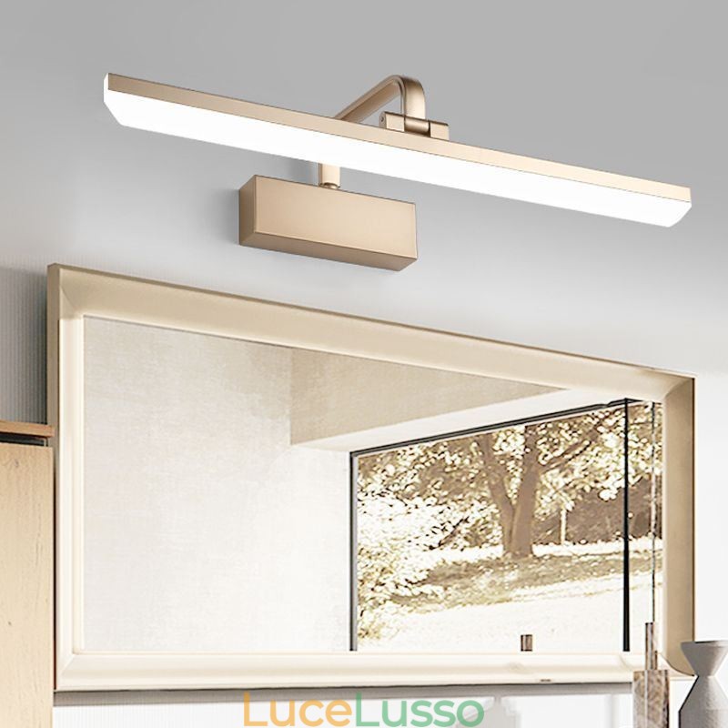 Moderna lampada da parete con specchio frontale, luce regolabile, luce per il trucco del bagno