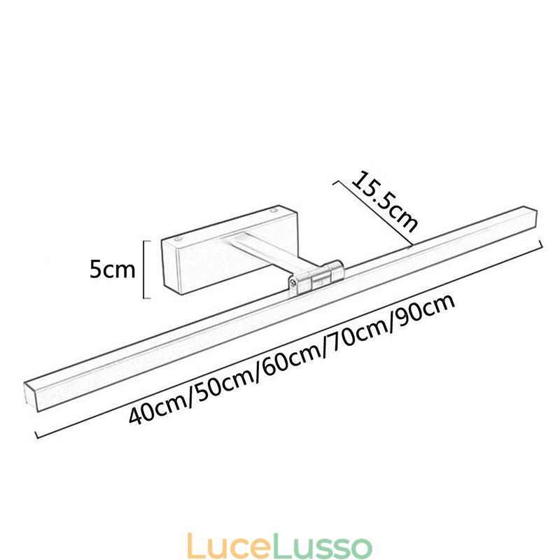 Applique da parete con luce frontale a specchio in stile nordico, angolo regolabile, per bagno