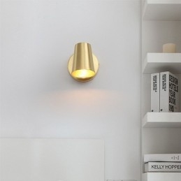 Lampada da parete con faretto frontale a specchio in ottone nordico