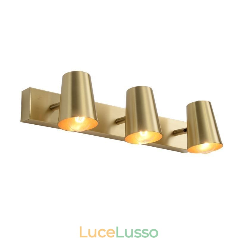 Lampada da parete con faretto frontale a specchio in ottone nordico