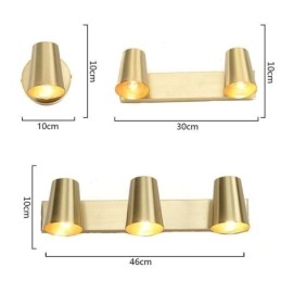Lampada da parete con faretto frontale a specchio in ottone nordico