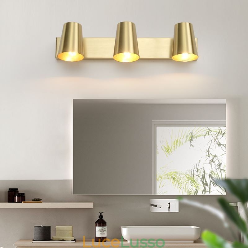 Lampada da parete con faretto frontale a specchio in ottone nordico