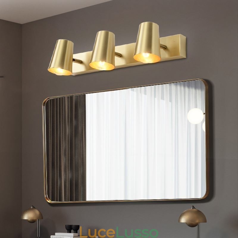 Lampada da parete con faretto frontale a specchio in ottone nordico