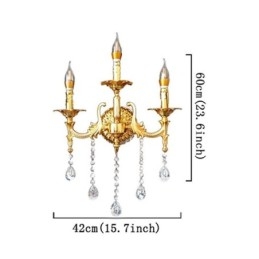 Lampada da parete europea Lussuosa applique da parete Lampada decorativa a goccia di cristallo Illuminazione da comodino