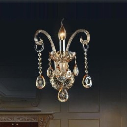 Lampada da parete europea Ambra Cognac Cristallo Applique da parete Lampada semplice Illuminazione