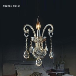 Lampada da parete europea Ambra Cognac Cristallo Applique da parete Lampada semplice Illuminazione