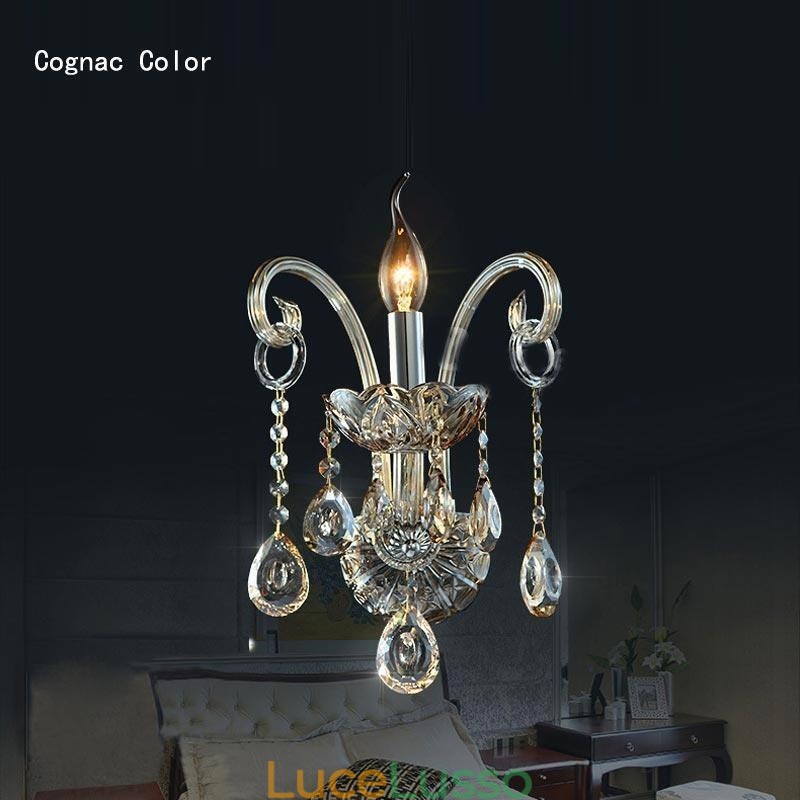 Lampada da parete europea Ambra Cognac Cristallo Applique da parete Lampada semplice Illuminazione