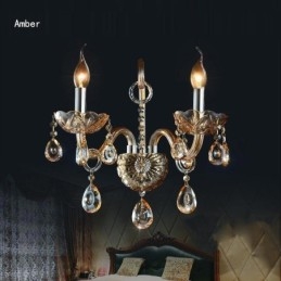 Lampada da parete europea Ambra Cognac Cristallo Applique da parete Lampada semplice Illuminazione