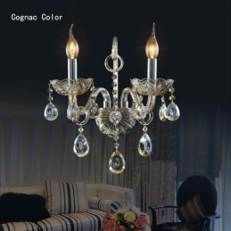 Lampada da parete europea Ambra Cognac Cristallo Applique da parete Lampada semplice Illuminazione
