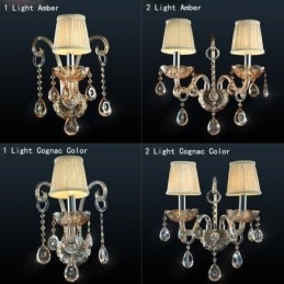 Lampada da parete europea Ambra Cognac Cristallo Applique da parete Lampada semplice Illuminazione