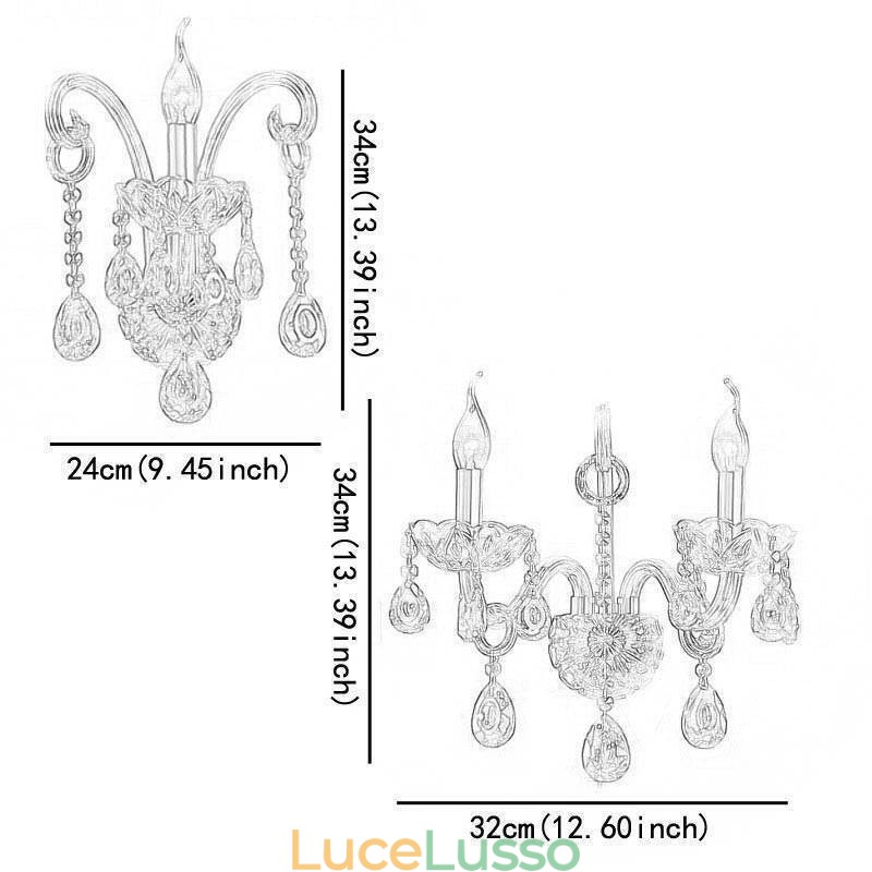 Lampada da parete europea Ambra Cognac Cristallo Applique da parete Lampada semplice Illuminazione