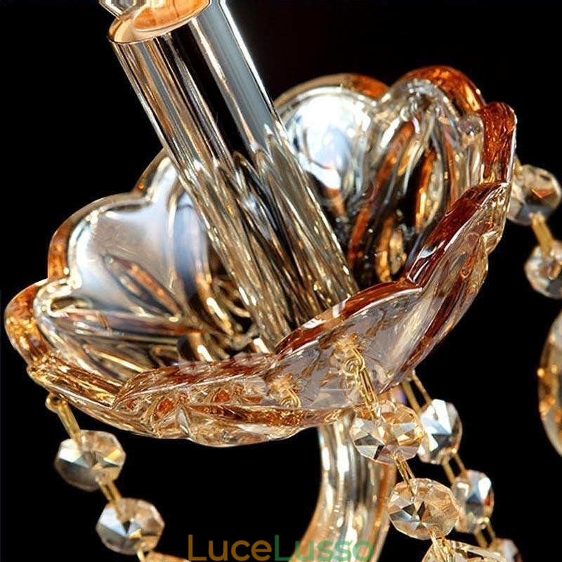 Lampada da parete europea Ambra Cognac Cristallo Applique da parete Lampada semplice Illuminazione