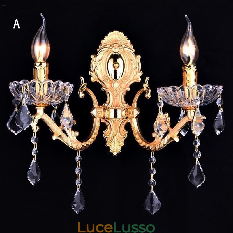 Lampada da parete europea Applique da parete in cristallo Decorazione Luce Applique Illuminazione