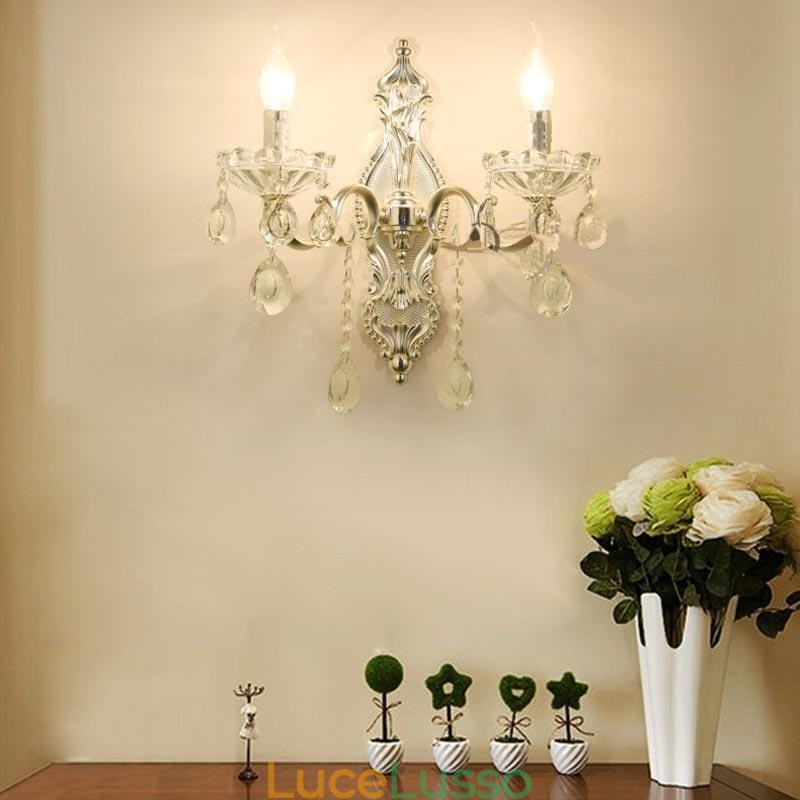 Lampada da parete europea Applique da parete in cristallo Decorazione Luce Applique Illuminazione