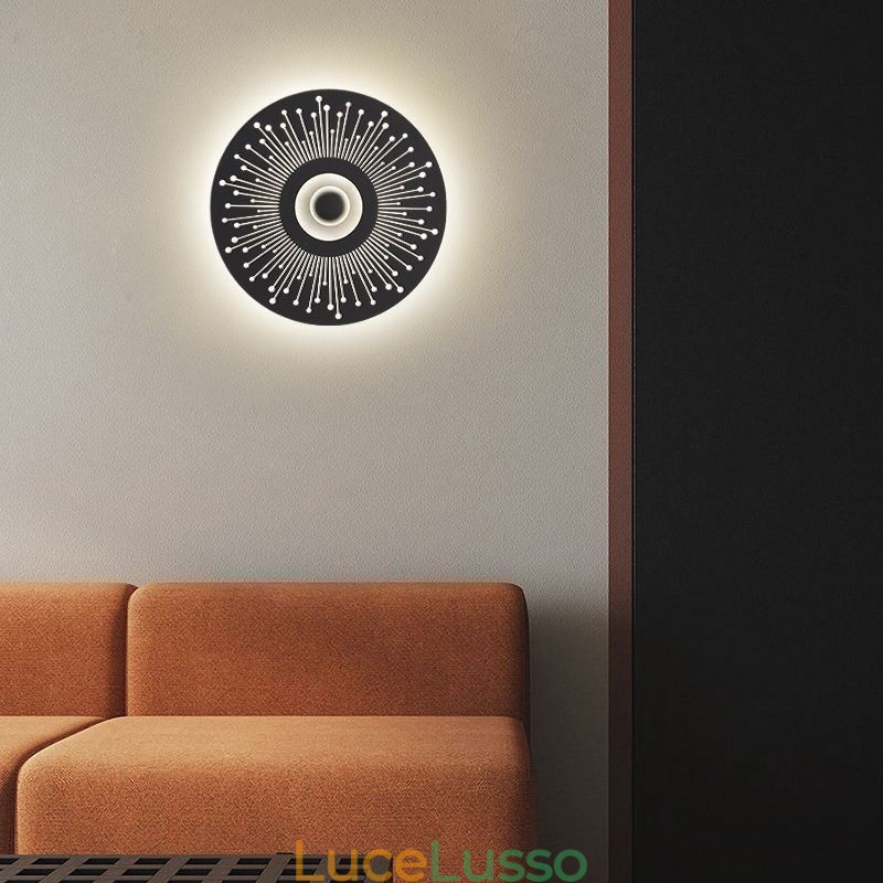 Applique da parete nordica in rame pieno, rotonda, cava