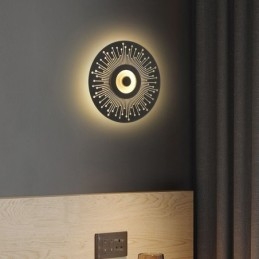 Applique da parete nordica in rame pieno, rotonda, cava