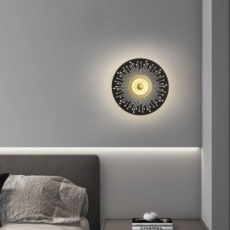 Applique da parete nordica in rame pieno, rotonda, cava