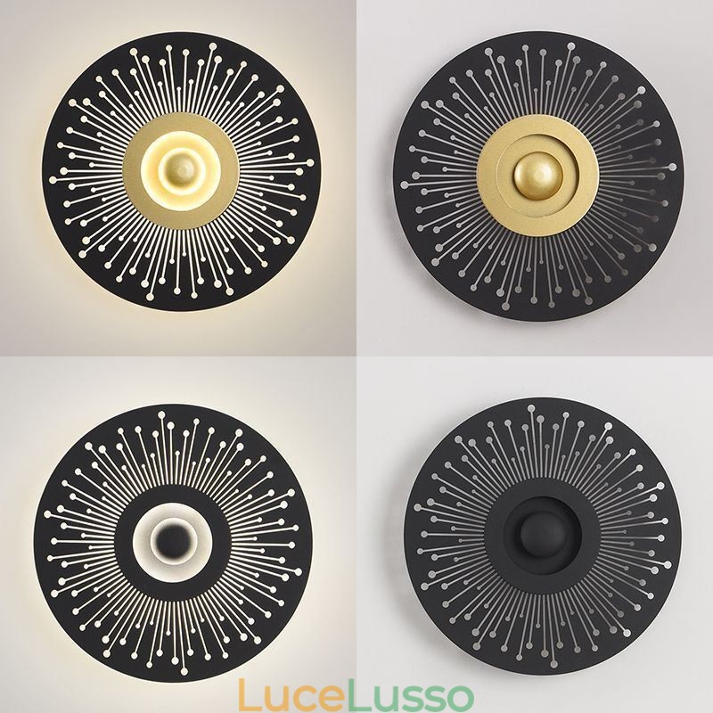 Applique da parete nordica in rame pieno, rotonda, cava