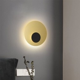 Applique da parete nordica nera oro rotonda in rame pieno