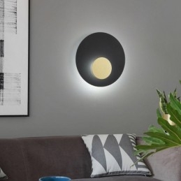 Applique da parete nordica nera oro rotonda in rame pieno