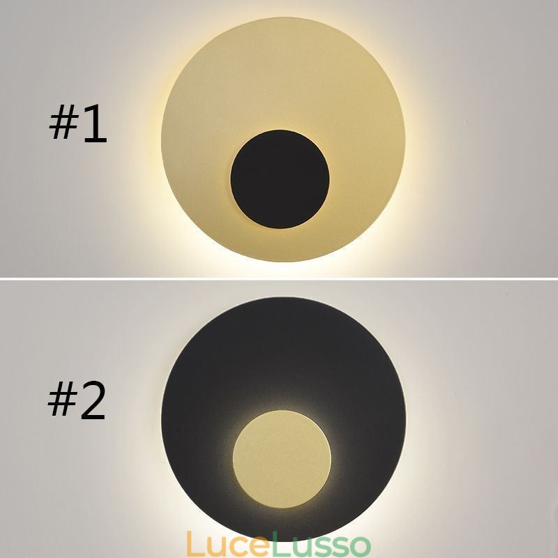 Applique da parete nordica nera oro rotonda in rame pieno